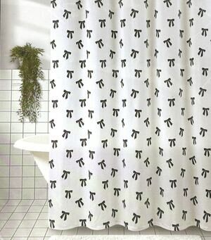 TAHARI Black Bows Shower Curtain Fabric 72x72" Tied Ribbon New In Package